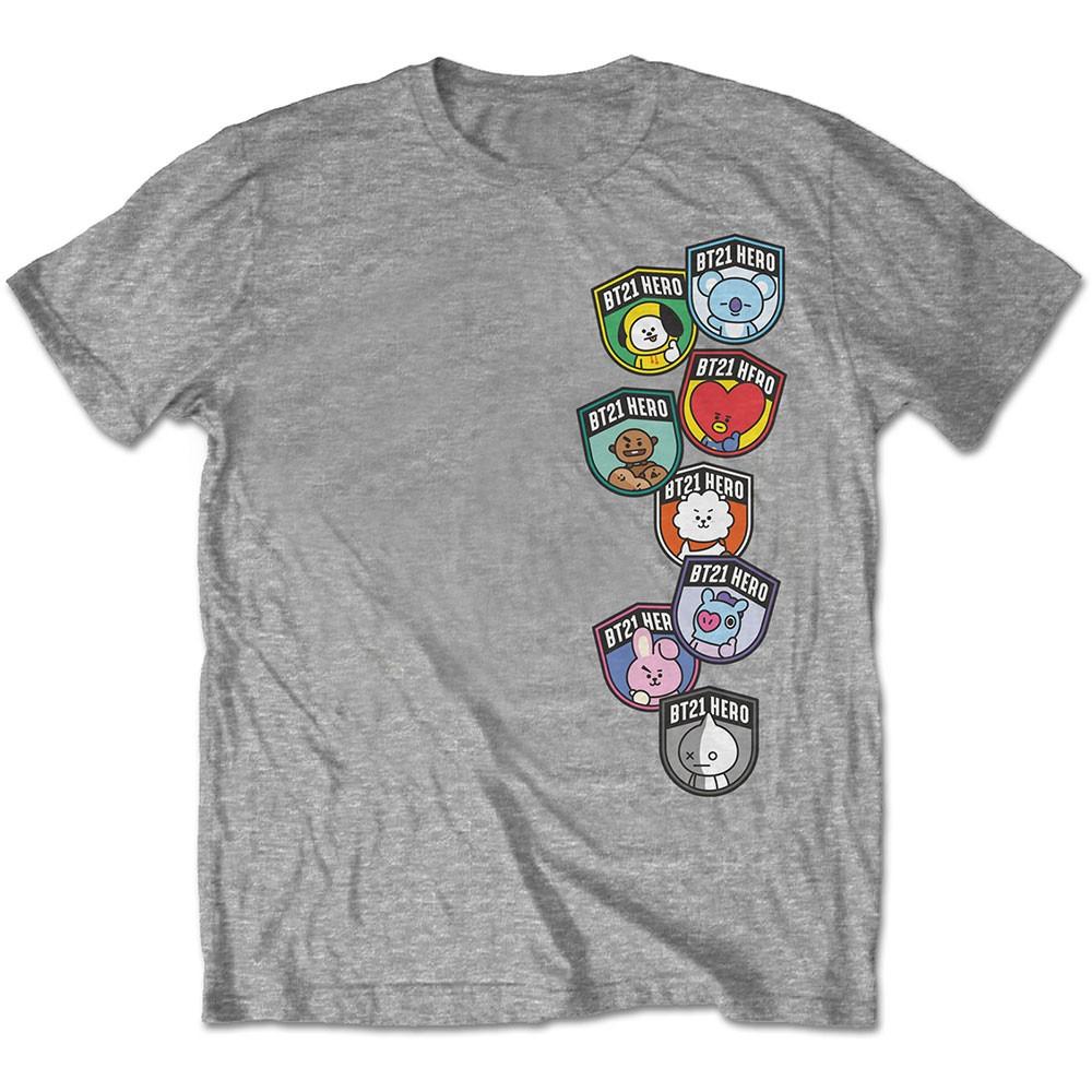 Men s BT21 Badges T-shirt Large Grey S