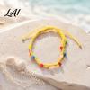 Adjustable Knot Bracelets for Girls Handmade Braided Bracelet Women Bohemian Woven Wrist Rope Durable Cord Daily Wear with Colorful Rice Beads,