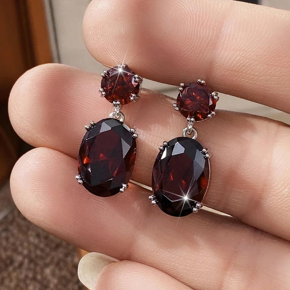 2026 Gorgeous Red CZ Women's Cubic Zirconia Earrings, Bright and Elegant   Engagement Wedding Party Jewelry