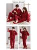 Year of the Snake Couples' Red Coral Fleece Pajamas: Warm Velvet Autumn/Winter Wedding Loungewear for Men and Women