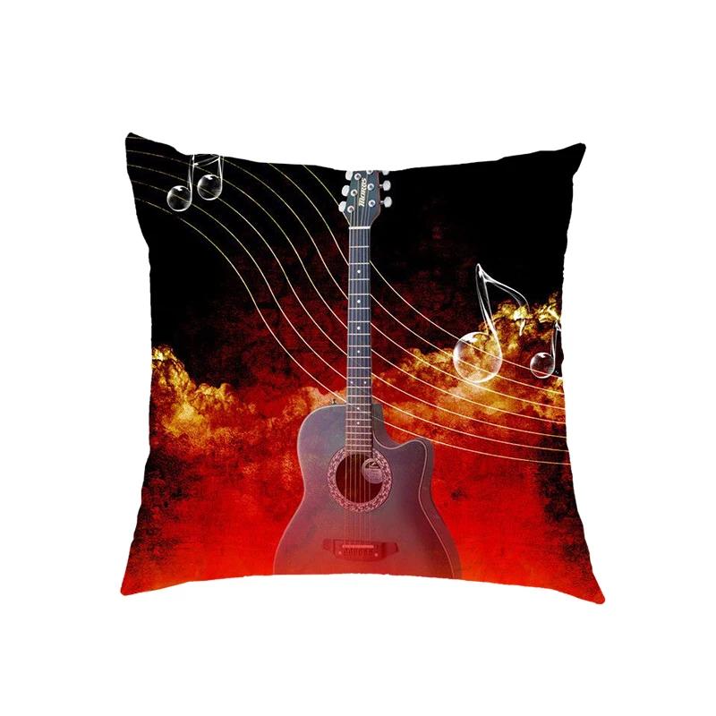 Mode Musiknoten Druck Kissenbezüge Gitarre Klavier Kissenbezüge Zuhause Schlafzimmer Haus Büro Quadratischer Kissenbezug Dekokissenbezug