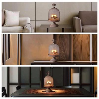Elegant Iron Candle Holder Birdcage Dome Vintage Design for Decorative Lantern Home Room Decor