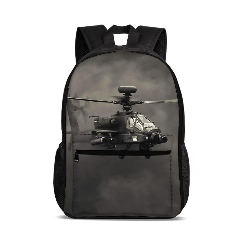 Helicopter Large Capacity Lightweight Backpack Computer Bag New Mechanical Printing Best Gift for Boys and Girls In School