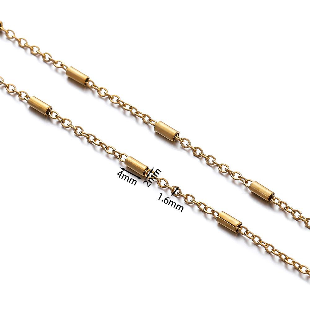 2Meters Stainless Steel Chain Cross Chain with Tube Beads for DIY Necklace Bracelet Anklet Jewelry Making Accessories Supplies