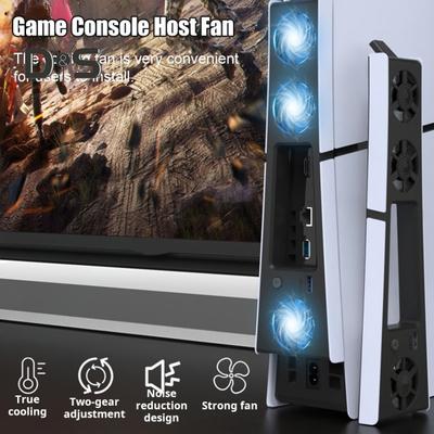 Gaming Console Cooling Fan with USB 3.0 Port Low Noise Simple Installation Plug-Play Efficient Cooler Fan Radiator for PS5 Slim