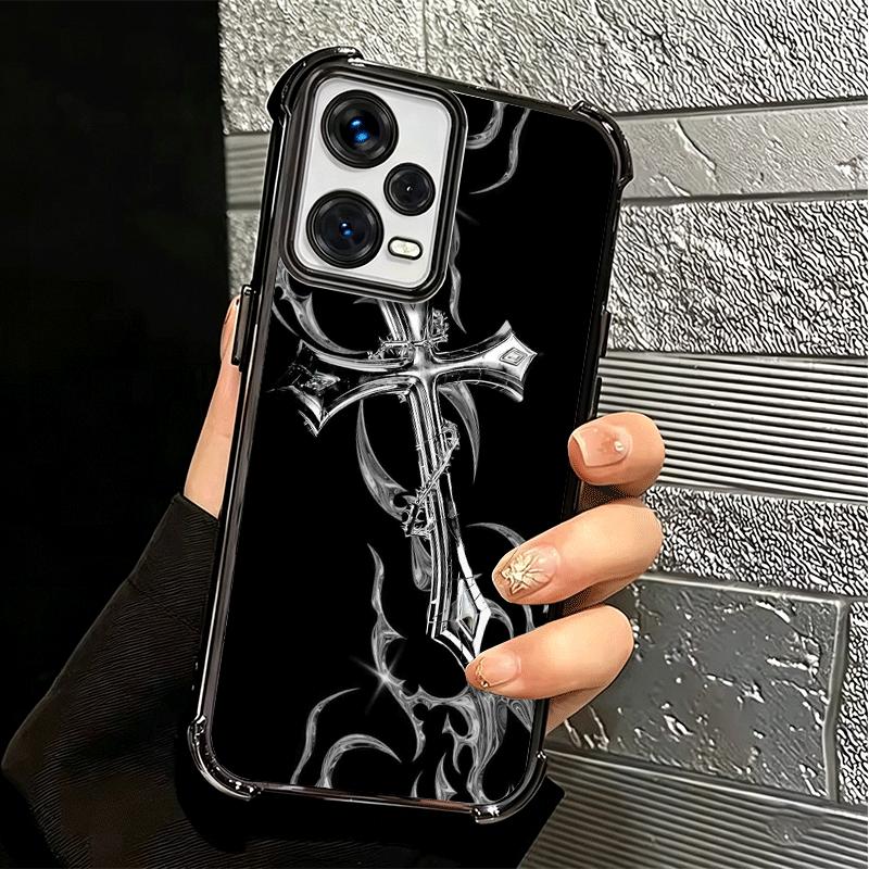 Custodia Morbida per Telefono con Sigillo Crociato Cyber Gotico per Xiaomi Redmi Note 14 15 Pro Plus 13 12 11S 11T 5G 10 9S 9 Placcata Anti-Caduta Fundas