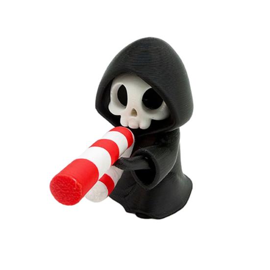 Mini Grim Reaper Statue, 3D Printed Halloween Skull Grim Reaper Figurine for Tabletop, Desk, Shelf Home Decor