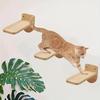 Set of 3 Natural Wood Cat Wall Floating Steps Ladder Stairs Wall Mounted Wooden Cat Furnitures Climbing Shelves and Perches