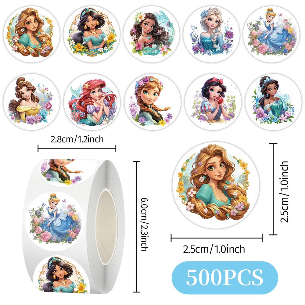 500pcs Roll Stickers Princess Cartoon Stickers Graffiti Sticker Decorate Phone Back Card Trunk Water Cup Cute Cat Stickers Gifts
