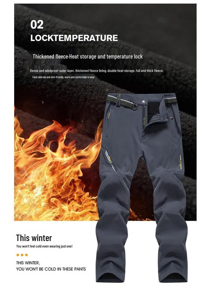 Men's and Women's Warm Waterproof Windproof Softshell Pants - Thick Fleece for Skiing and Mountaineering