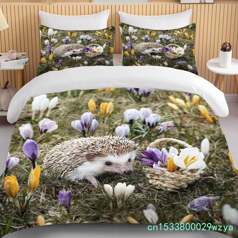 Animal Fofo Conjunto de Cama de Ouriço Queen Fofo Roupas Edredom/Capas de Edredom e Fronha Para Adultos Crianças Capa de Colcha
