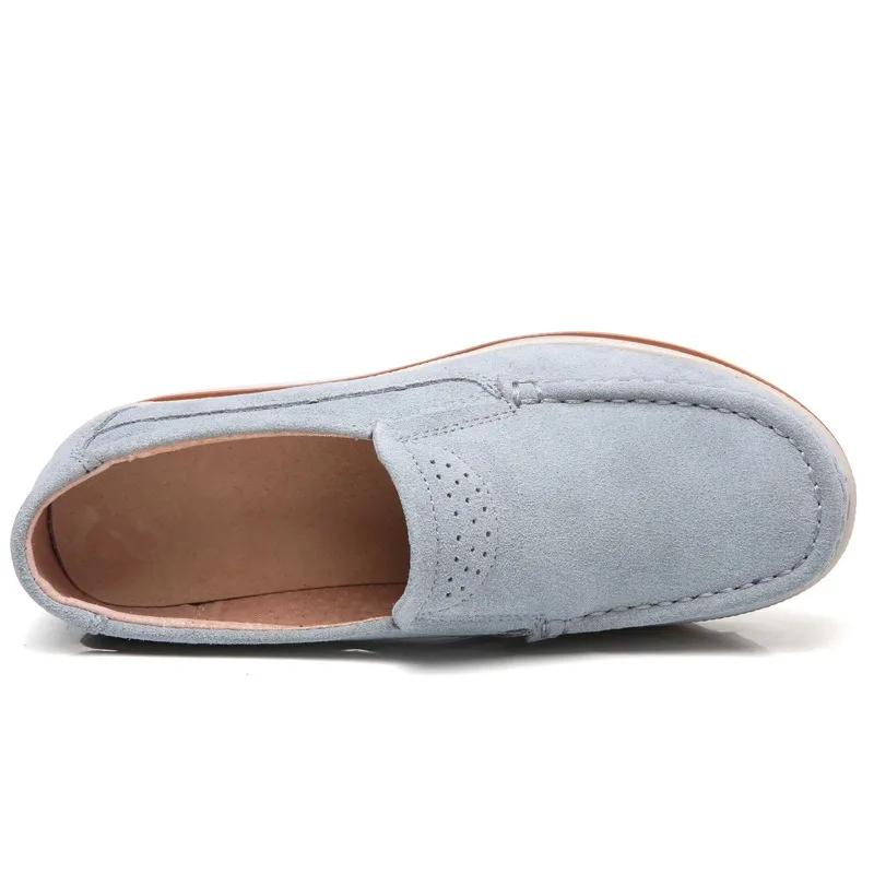 2025 Autumn Women Flats Shoes Thick Platform Sneakers Shoes Leather Suede Casual Shoes Slip On Flats Heels Creepers Moccasins