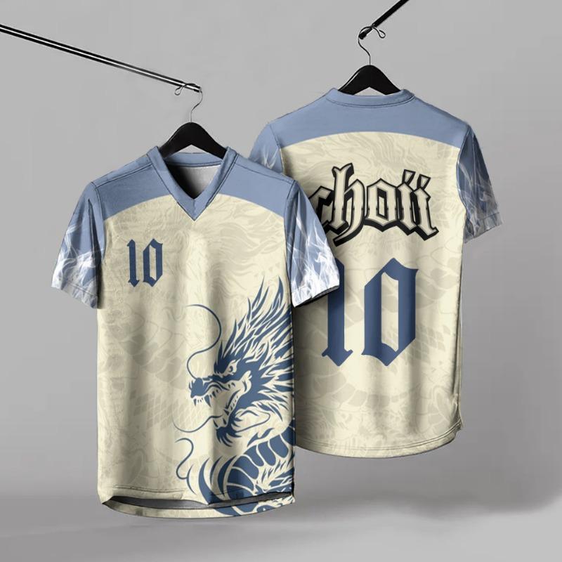 Summer Men's V-neck T-shirt Fashion Sports and Leisure Digital Printing 3D Short Sleeved T-shirt Top