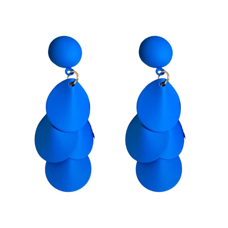 Silver needle spray paint round fringed earrings fashionable and simple versatile commuter temperament earrings light luxury high-end earrings women