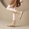 Krazing Pot Cow Split Leather Round Toe Size 43 Increaseing Summer Boots Fashion Hollow Decorations Buckle Summer Boots