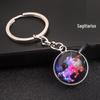 Kulatý svítící krystal zvěrokruhu Keychain - Panna & Lev
