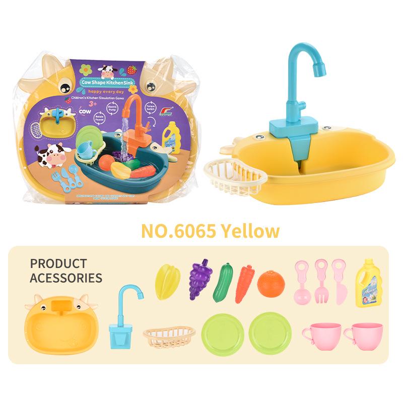 Children's Pretend Play Electric Sink with Circulating Water and Vegetable Washing Features