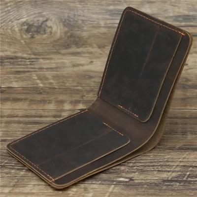 Men's Crazy Horse Leather Wallet, Genuine Leather Wallet, Card Bag, Simple Retro European and American Style, Mens Purse