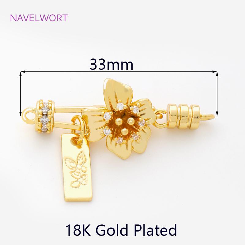 

1/2/4Pcs 18K Gold Plated Brass Flower Shape Connectors Clasps Fastener,Clasp For Bracelets,DIY Jewelry Making Accessories 1 piece