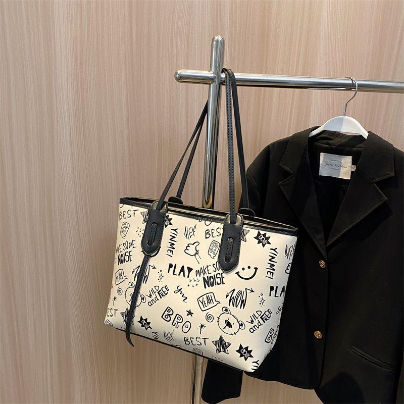 Cute large-capacity bag women's new high-end student shoulder bag, foreign versatile commuter tote bag