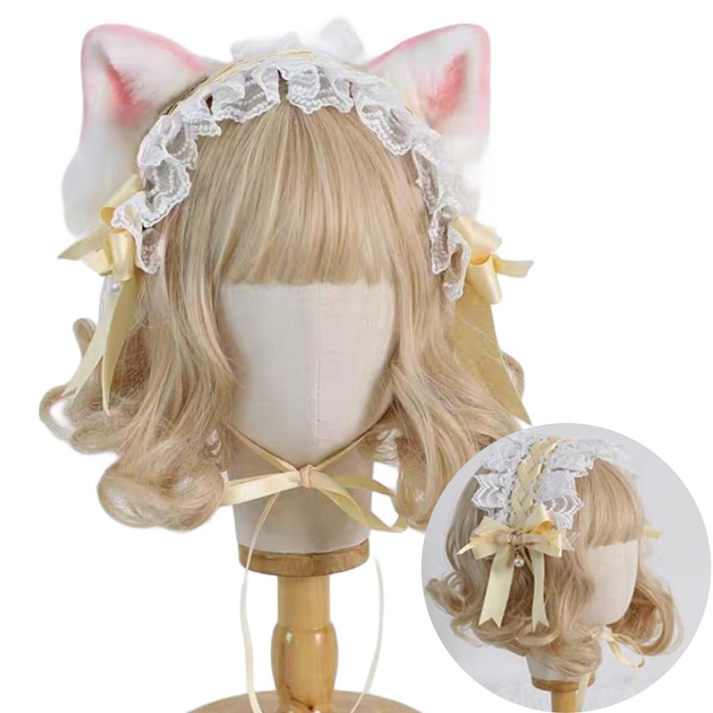 Hodeplagg Katt Ører Katt Ører Pannebånd Lolita Bånd Hårtilbehør Hårpynt Sløyfe Blonder Katteører Gotisk Lolita Maid Mori Jente Hodetilbehør Søt