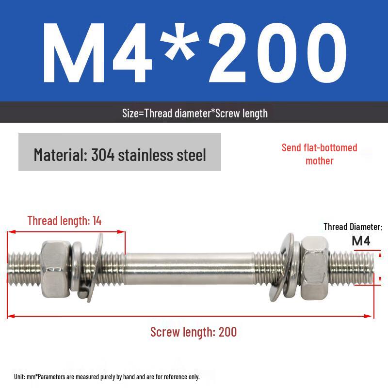 

304 Stainless Steel Double-Ended Threaded Rod & Nut Set