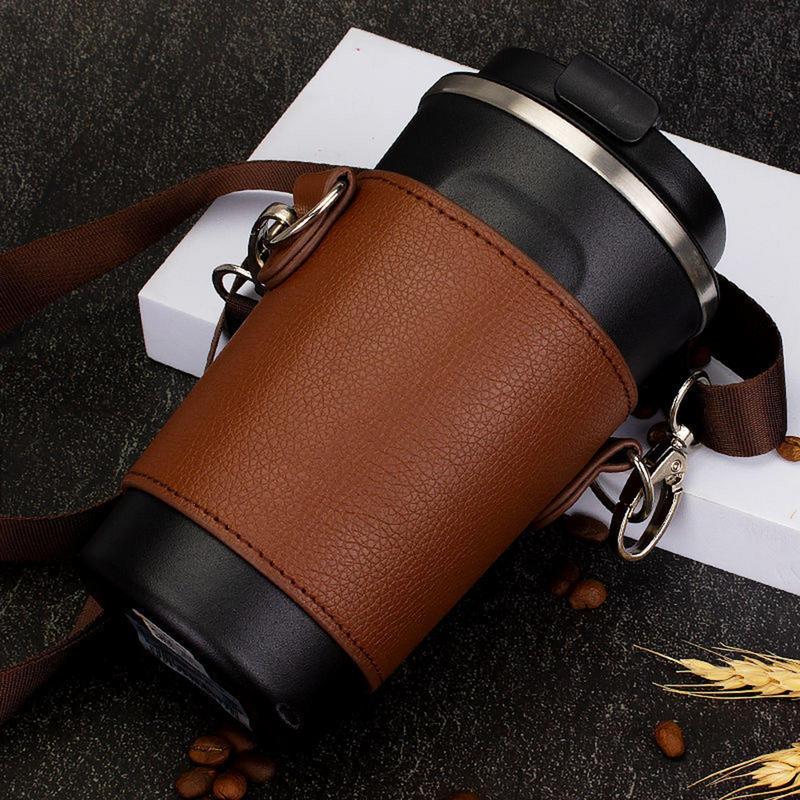Portable Coffee Cup Holder Bag Water Bottle Sleeve PU Leather Water Cup Carrier Pouch  Handbag Beverage Milk Tea Cup Band