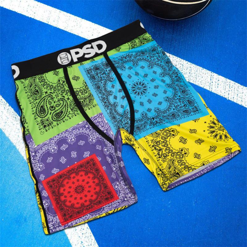 PSD Boxer Briefs Estampados Cómodos de Secado Rápido para Hombre de Línea Larga de Tiro Medio