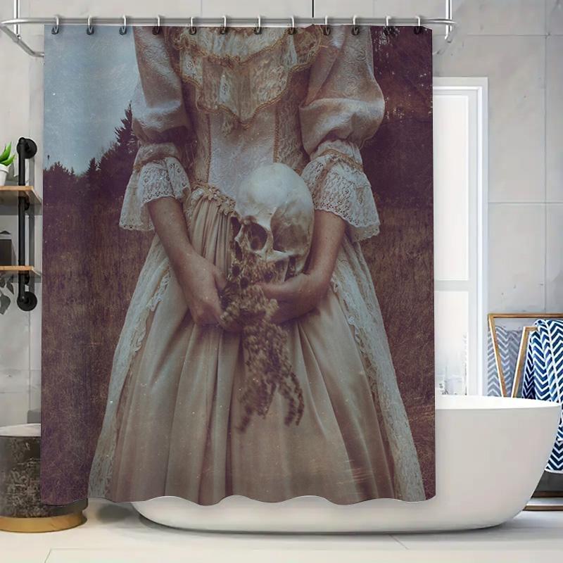

Gothic Horror Shower Curtain Vintage Spooky Victorian Dark Academia Home Decor Halloween Bathroom Set Artistic Eerie Wall Tapest W60H190(CM)-1 Pcs