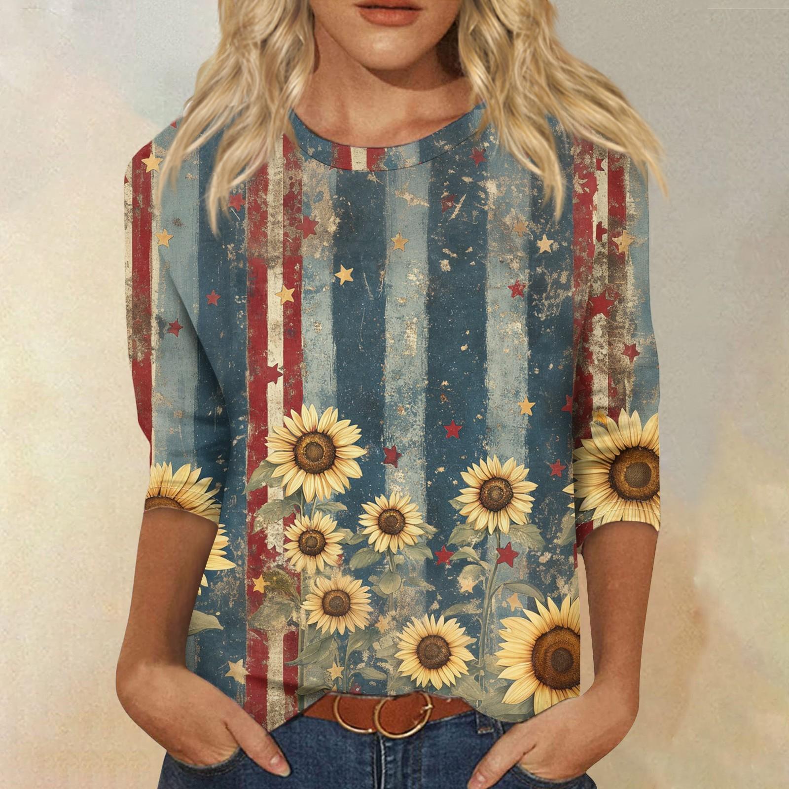 

Женская модная повседневная свободная футболка с круглым вырезом и рукавами 3/4 с принтом, женский топ M красный