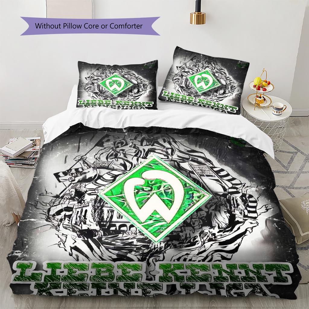 SV Werder Bremen Pattern Bedding Set Quilt Cover Pillowcase Home Decor Gift (1 * Duvet Cover + 2 * Pillowcase, Without Core)