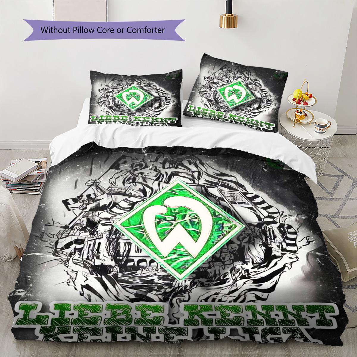 SV Werder Bremen Muster Bettwäsche Set Bettbezug Kissenbezug Heimdeko Geschenk (1 Bettbezug + 2 Kissenbezüge, ohne Füllung) 135x200cm