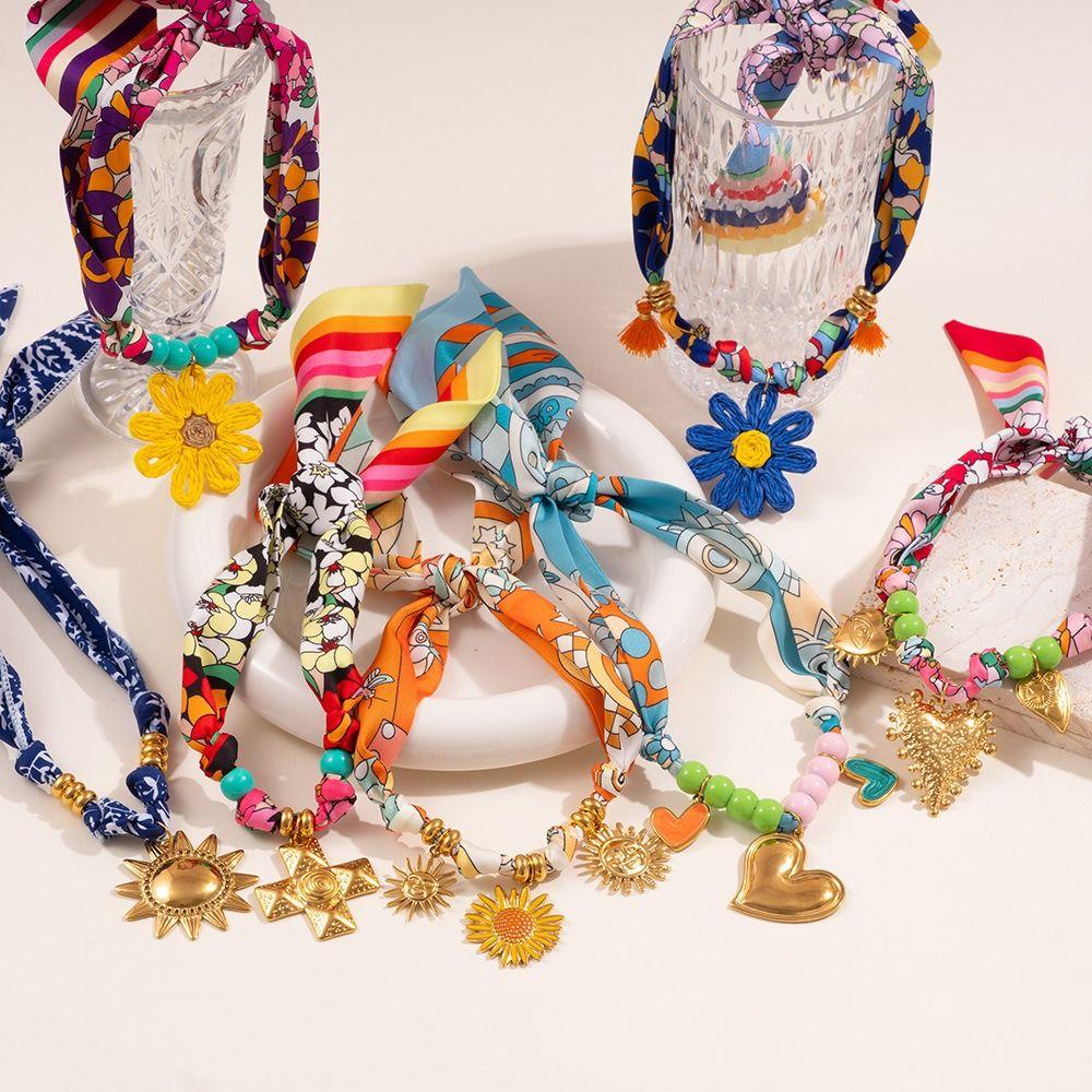 Ethnic Style Sweet Pendant Necklace Personality Bag Accessories Creative Colorful Headscarf  Male