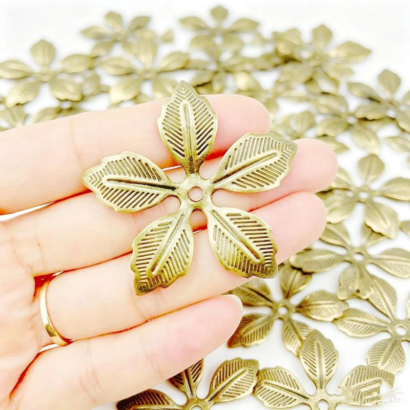 50Pcs Flowers Antique Filigree Wraps Connectors Pendant Beads Caps Charms For Diy Jewelry Accessories Findings Metal Crafts