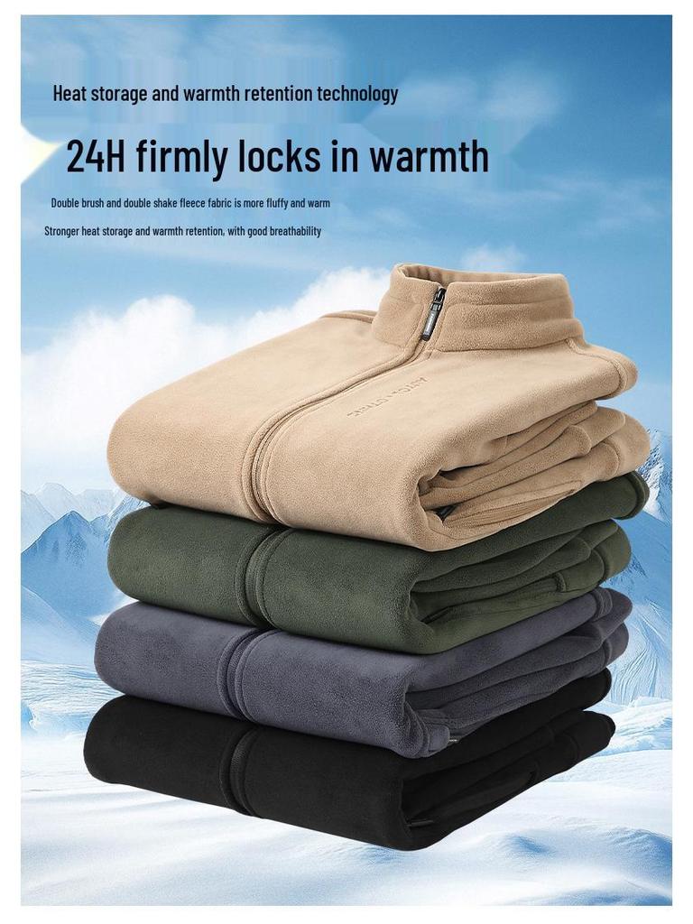 Men's Double-Sided Fleece Thick Warm Stand Collar Jacket - Anti-Static, Cold Protection, Temperature Locking Cardigan Hoodie