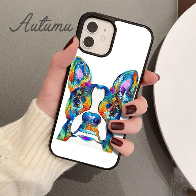 Cute French Bulldog Boston Terrier Phone Case for iPhone 17 Air 15 16 11 12 13 14 Pro Max Plus Cover coque Fundas