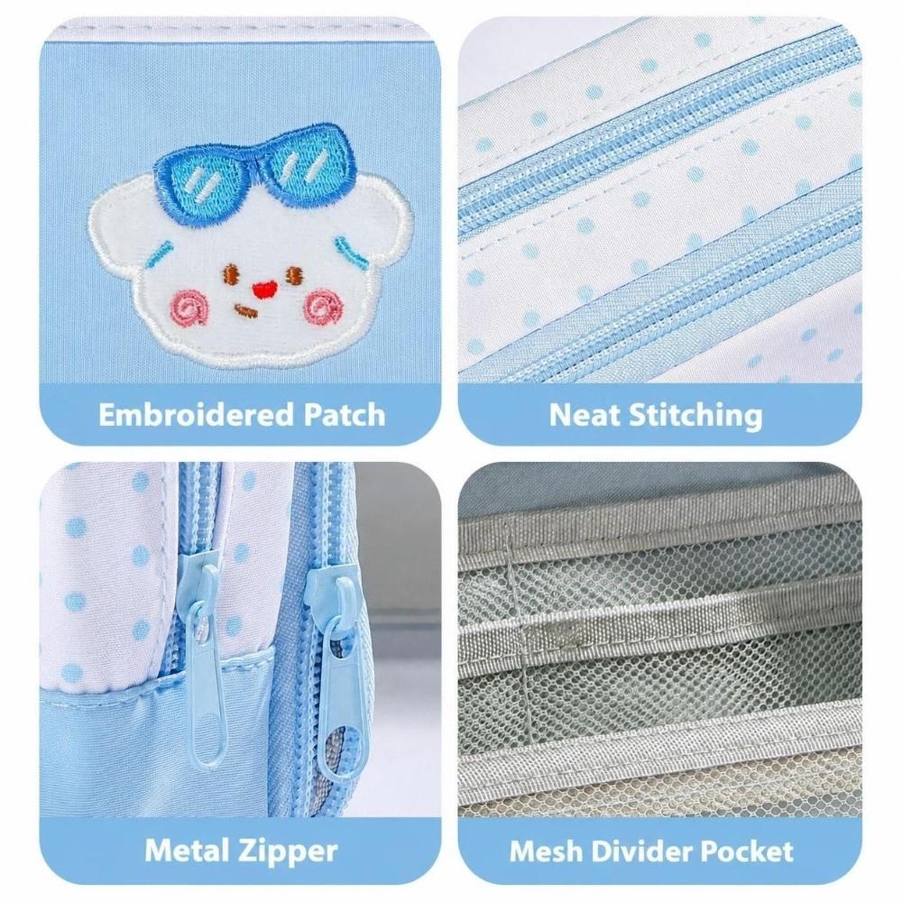 Large Capacity Pencil Case Polka Dot Print Pencil Pouch Multifunctional Stationery Pouch Students