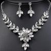 3pcs Fashionable Women's Jewelry Set with Crystal Contrasting Flower Necklace Earrings and Evening Dress Accessories