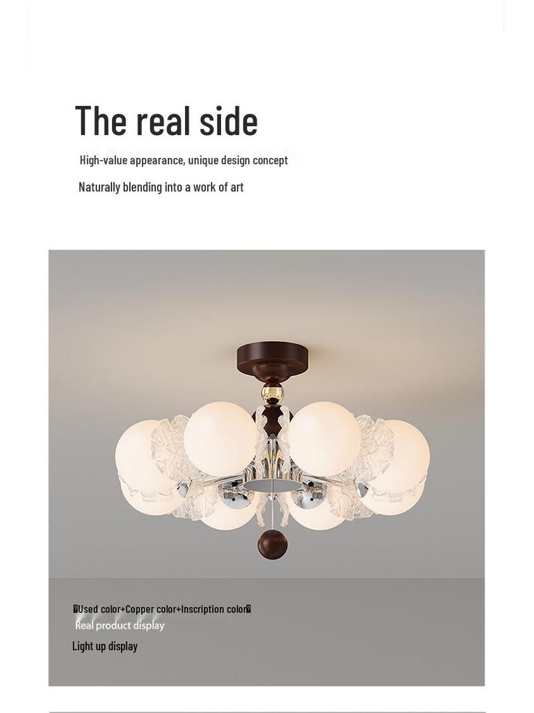 French Luxury Glass Chandelier - Modern Minimalist Lighting for Bedroom or Study