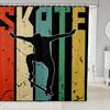 Jungen Skateboard Duschvorhang Bunter Graffiti Stil Badewannen Vorhänge mit Haken Skateboard Hip Hop Straßenkultur Badezimmer Vorhang