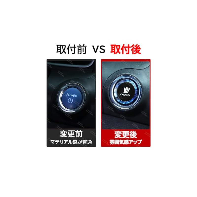 LUMIMAN Push-to-Start Switch, Crystal Engine Start Cover, Start Button Cover for Toyota Crown 200/210 Series, Interior Parts, Dress-Up, Crystal-Like