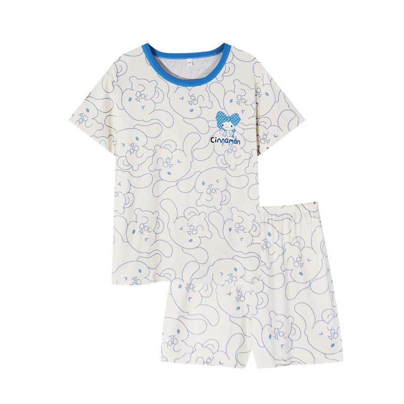 Bow Jade Cinnamon Dog Cartoon Pajamas Summer Women's Pullover Short-sleeved Shorts Set Girl Loungewear Can Be Worn Outside