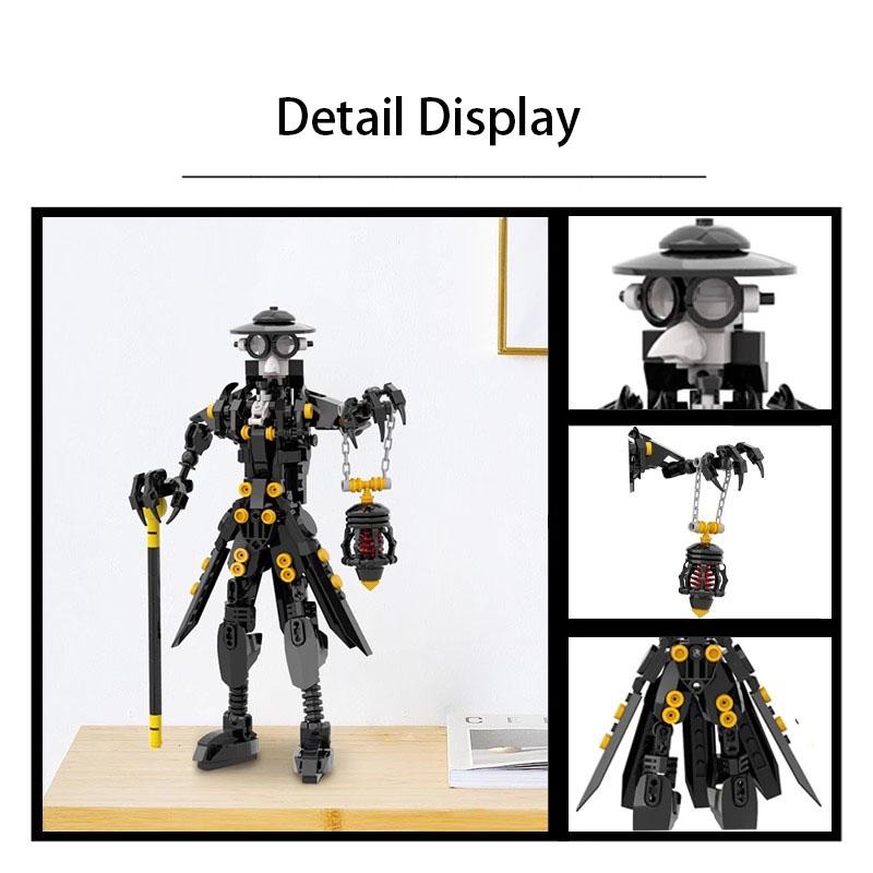 Halloween Crow Long Mouth Medieval Steampunk Style Plague Doctor Mech Model Building Blocks Toy Handpiece