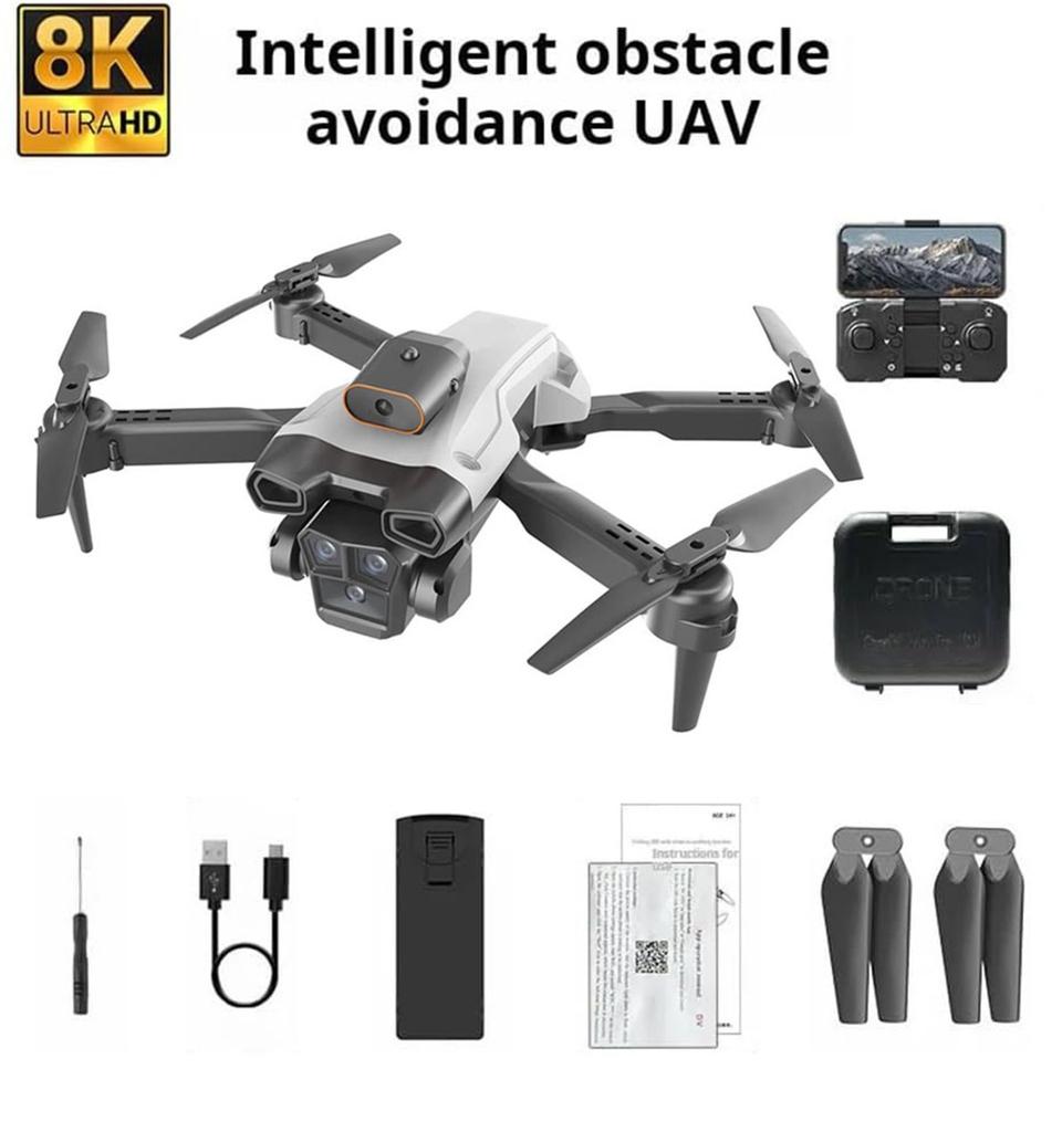 Three Camera 8 K Drone, 90° Adjustable Lens, Proficiency Foldable Omnidirectional Obstacle Avoidance 8 K Drones With Camera, Suitable For Beginners