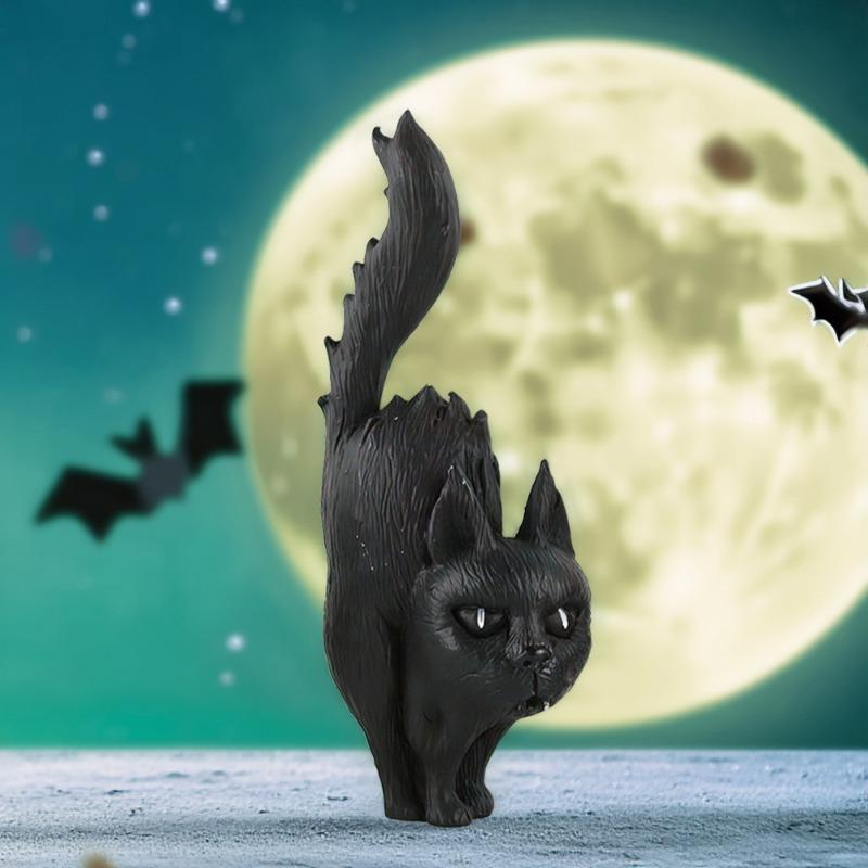 Halloween Creative Witch Black Cat Pumpkin Head Resin Figurine Mini Desktop Decor Spooky Home Decoration Party Atmosphere