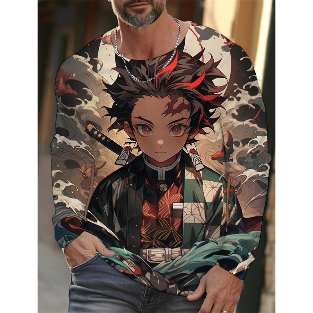 Men's Long-sleeved T-shirt 3D Printing Anime Printing Men's Long-sleeved T-shirt Autumn Tops
