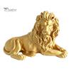 Gilded Lion Ornament Golden Lying Resin Figurine, 3D Printed Recumbent Statue, Decorative Animal Sculpture for Office Desk Bookshelf Wine Cabinet