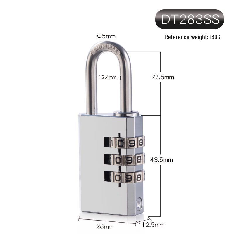 Guanshi 304 Stainless Steel 3-Digit Combination Padlock