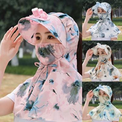 Summer Sun Hat with Fan for Women Girls Neck Flap Adjustable Hat Sunshades