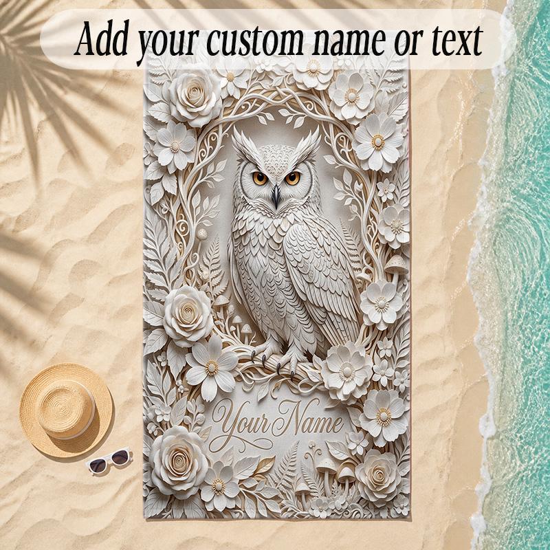 Birds Theme Soft Beach Towel Personalized Custom Name Text Towel Portable for Beach Pool Travel